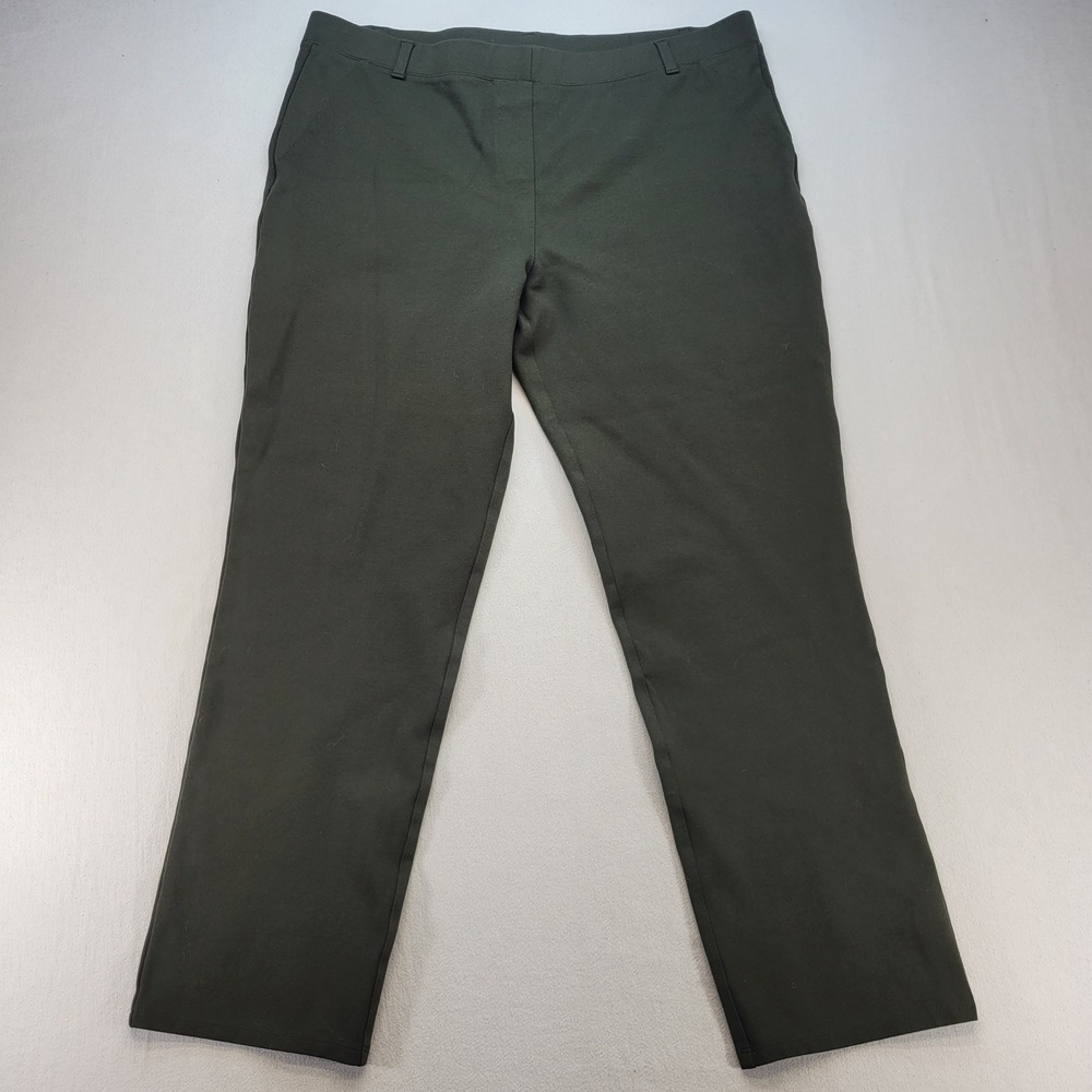 Quince‎ Ultra-Stretch Ponte Straight Leg Pants Womens XL Petite Olive Green Work